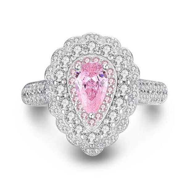 

new product brand wedding rings jewelry real sterling sier marquise cut pink z cz diamond moissanite gemstones party women, Slivery;golden