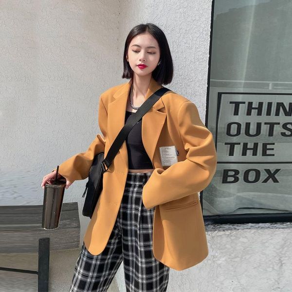 

suit jacket female spring high feeling loose outline shape wide shoulder fried street women's suits & blazers, White;black
