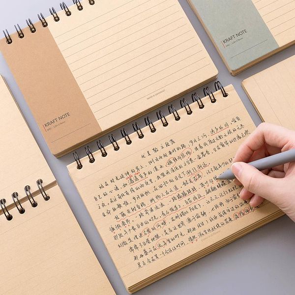 

leather upturned coil book thickening finishing student classroom notebook shorthand notepad diary office notepads, Purple;pink