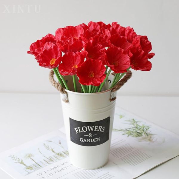 

decorative flowers & wreaths pu poppy flower mini simulation bouquet source office decoration jewelry party decorations home garen decor