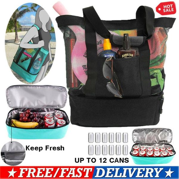 

food savers & storage containers outdoor travel picnic cooler bag mesh beach tote with insulated large capacity lunch bags