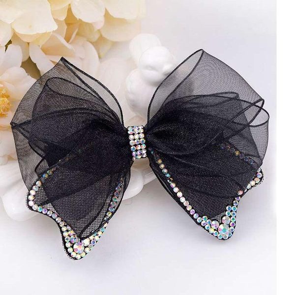 

hair clips & barrettes elegant yarn fabric bow hairgrips crystal rhinestone luxury jewelry hairpins korean women headpiece accessories gifts, Golden;silver