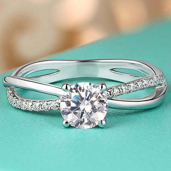 

cluster rings 14k gold 1 2 3 4 5 moissanite diamond ring women elegant cross trendy wedding party engagement anniversary, Golden;silver
