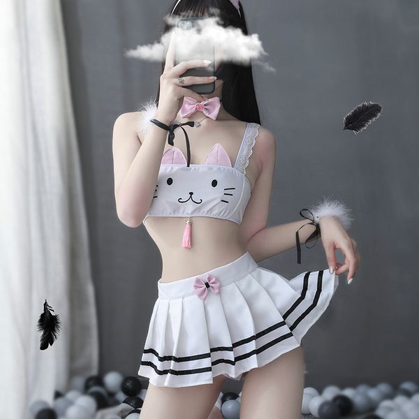 

anime cosplay costumes women erotic underwear set japanes kawaii lingerie love live cosplay skirt lingerie set, Black;white