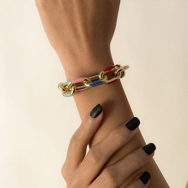 

link, chain 2021 aluminum alloy silver pendant charm fit original bracelet diy jewelry for women mixed color simple hiphop, Black