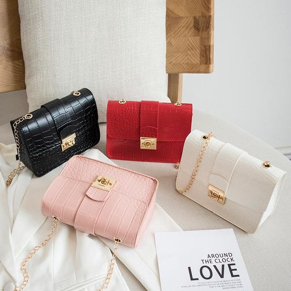 

evening bags women's bag crocodile pattern flower lock chain square leisure mobile phone drop cross body woman