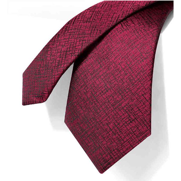 Laço vermelho escuro de luxo de alta qualidade para homens design marca 7 cm vestido de negócio de casamento terno seda poliéster masculino gravata com caixa de presente