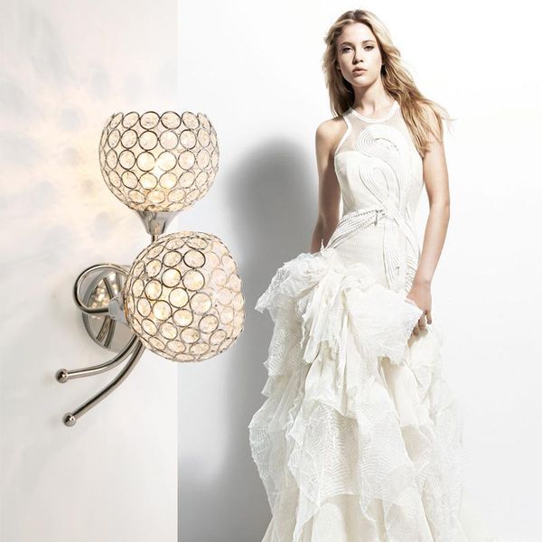 

wall lamps simple modern crystal lamp creative art bedside bedroom living room clothing store double head