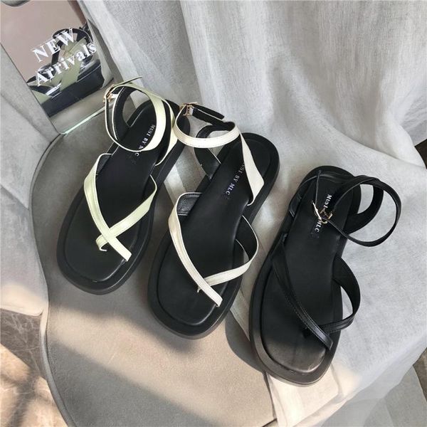 

sandals female sandal comfort shoes for women cross flip flops platform buckle 2021 summer girls gladiator corrective multicolored f, Black