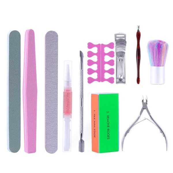 

nail art kits q1qd 1set professional files kit with buffer cuticle trimmer pusher remover file block dust brushes