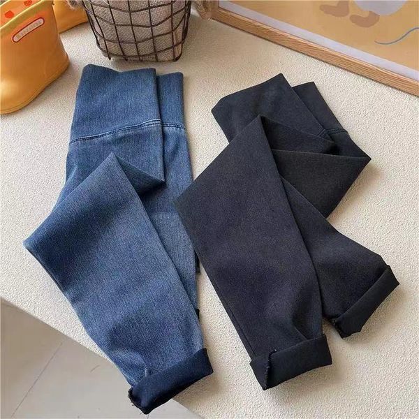 

trousers girls' leggings high waist stretch 2021 easy matching autumn clothing fashionable pants, Blue