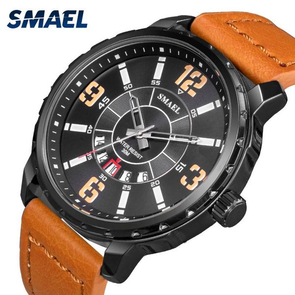 

wristwatches men's luxury outdoor sport watch fashion casual quartz watches leather strap large dial clock thin waterproof, Slivery;brown