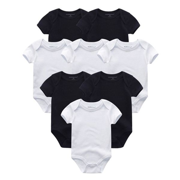 

3/5/6/8pcs solid cotton born baby girl clothes bodysuits short sleeve boy jumpsuit print ropa bebe 210816, Blue
