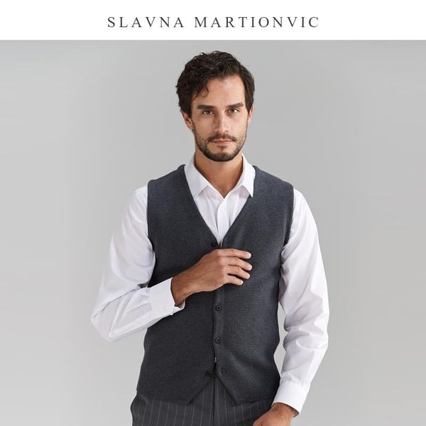 

men's vests slavna martinovic fashion casual pure wool vest chicken heart collar knit v-neck jacket sweater, Black;white