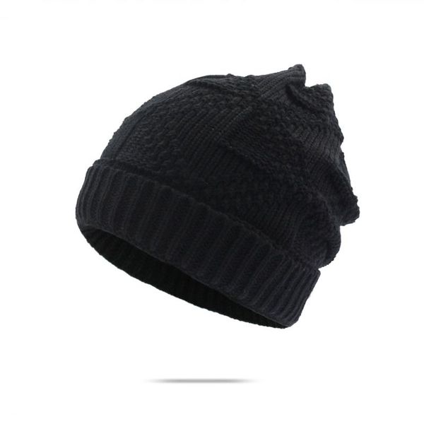 

beanies female warm winter solid color hat skull cap men women knitted skullies male black