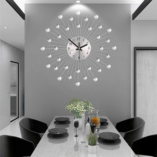 

gypsophila diamond wall clock wrought iron european style vintage metal art living room home decor clocks