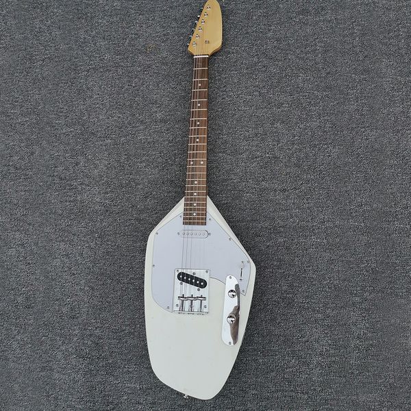 

new arrival 6 strings cream unusual electric guitar with white pickguard,rosewood fretboard