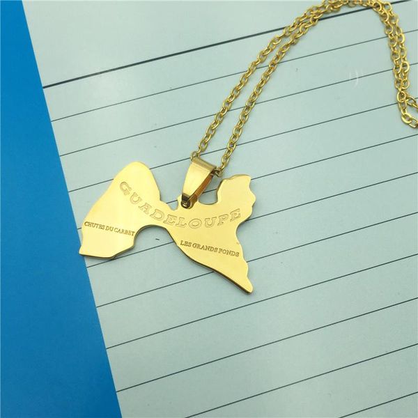 

fashion stainless steel gold necklace guadeloupe map pendant statement jewelery personality gift necklaces, Silver