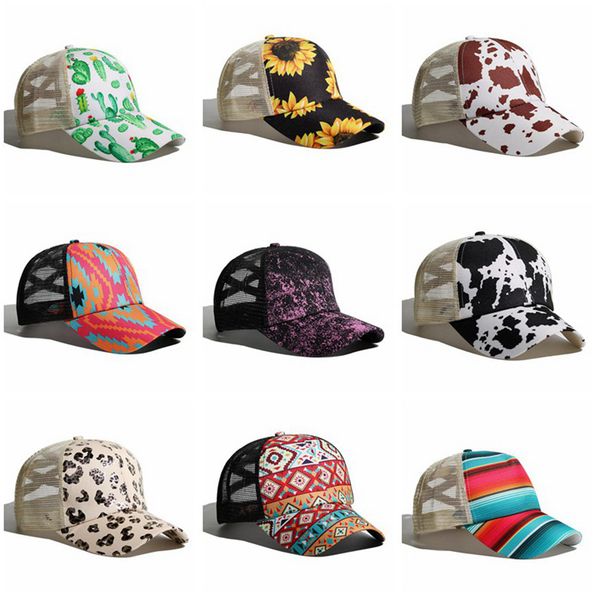 

women ponytail hat sunflower criss cross baseball cap washed mesh tucker hat messy buns baseball cap cyz2999, Blue;gray