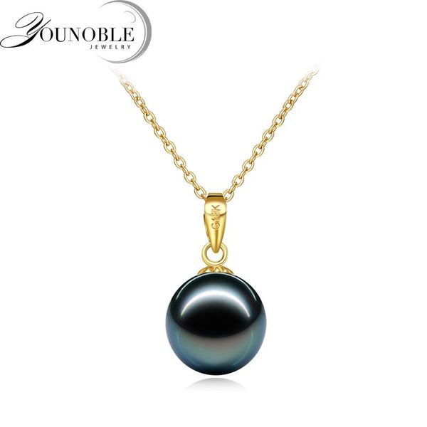 

lockets wedding g18k gold pendant with black tahitian pearls,genuine 925 sterling silver necklace chain jewelry anniversary gift women