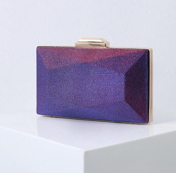 

women purple evening party bag female gradient color satin simple banquet handbag girls clutches purses for wedding bags