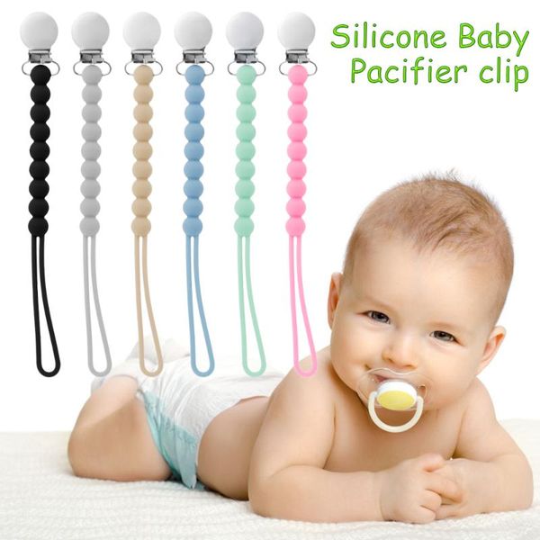 

pacifiers# silicone pacifier clip for baby dummy safe teething chain anti falling bead teether nipple holder