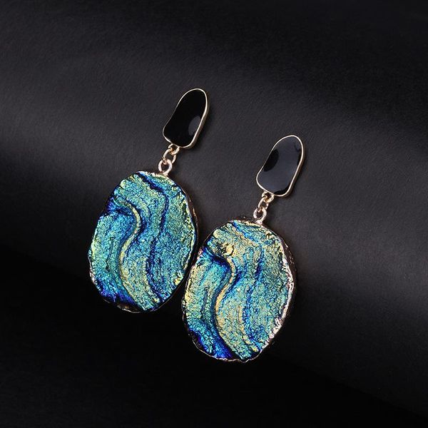 

dangle & chandelier european and american high end yunnan terrace scenery earrings green spring fashion temperament resin, Silver
