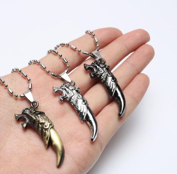 

lovers strands personality spike wolf tooth pendant necklace for man, Black