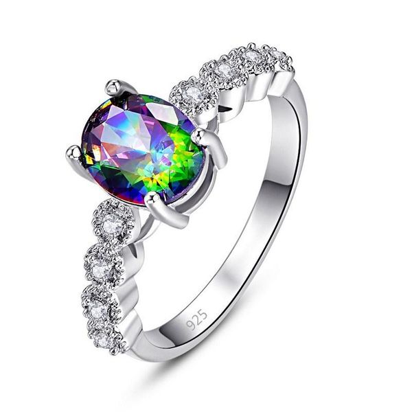 

wedding rings moonrocy cz silver color crystal colourful pink oval ring for women ol girls drop jewelry wholesale, Slivery;golden