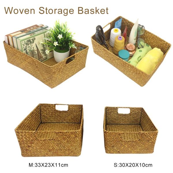 

storage baskets weaving handmade basket foldable sundries cosmetics container