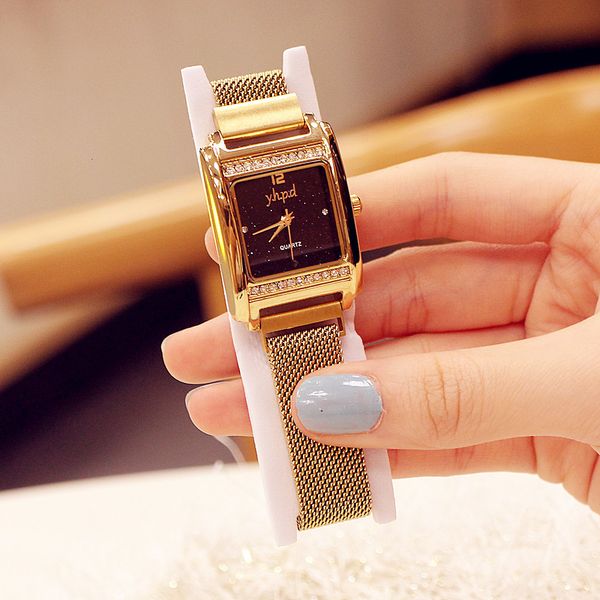 

watch fashion square 2021 women's star face quartz waterproof bracelet lazy net belt, Slivery;brown