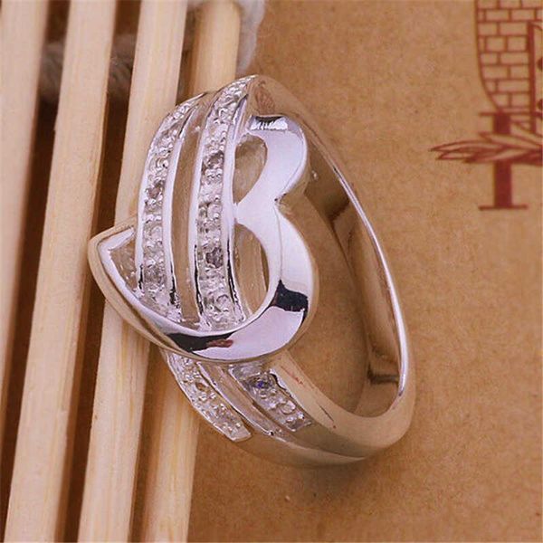 

wedding rings fashion luxury romantic love heart zircon ring women's band size6-10 crystal engagement bridal, Slivery;golden