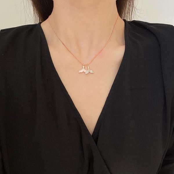 

chains simple mermaid tail pendant necklace, Silver