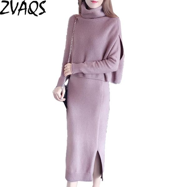 

casual dresses fashion 2021 autumn spring women thick o neck two-piece suit knitted bottoming dress plus size clothing lx649, Black;gray