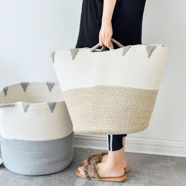 

multipurpose with handles clothing toy collection sundries storage basket creative cleaning organizer barrel crafted cotton baskets