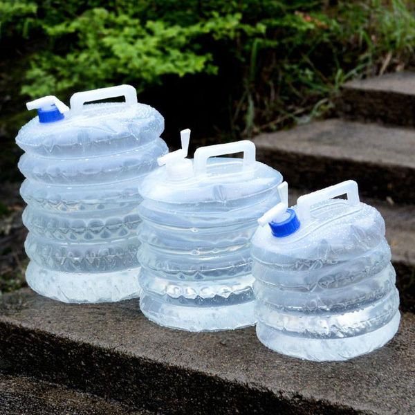 

campleader 5l/10l/15l outdoor folding water bag pe portable bucket waterskin with lid for bbq picnic hiking campng equipment bags