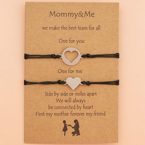 

2pcs/lot mother daughter bracelet leather rope chain heart charm bracelets for women birthday gift, Golden;silver