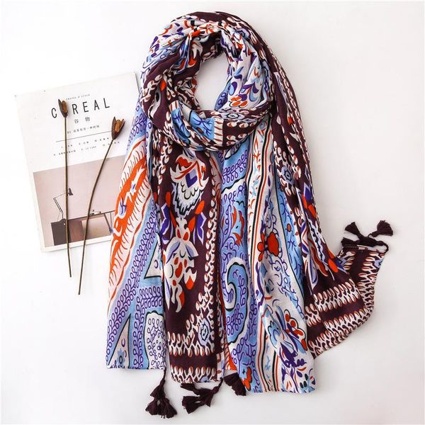 

scarves silk garden cashew summer sunscreen scarf women's fashion travel cotton long beach towel shawl, Blue;gray