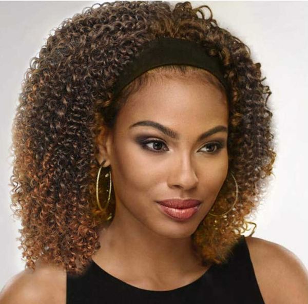 

hairband women's short curly hair gradient elastic mh chemical fiber headband wig, Black