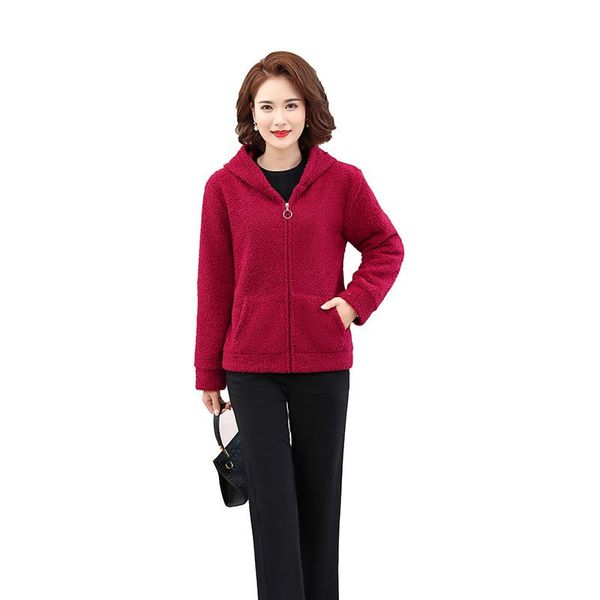 

jackets women 2021 winter warm grain fleece female casual zipper hoodie coat woman solid long sleeve outwear women's, Black;brown