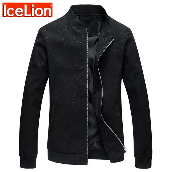 

men's jackets icelion 2021 stand print jacket men zipper cardigan coat spring autumn polyester fashion casual windbreaker, Black;brown