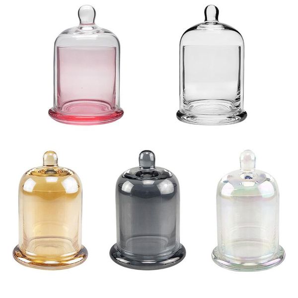 

candle holders transparent glass holder candlestick preserved flower display cover with wood base diy particle block stand