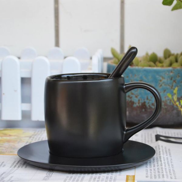 

mugs european coffee scrubbed mug black cup base creative minimalist ceramic water