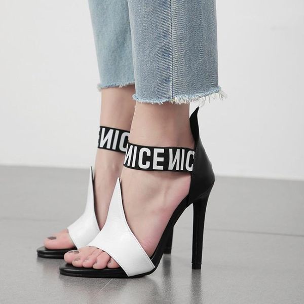

stiletto high heel gladiator sandals women open toe ankle wrap party dress date ladies shoes 2021 summer, Black