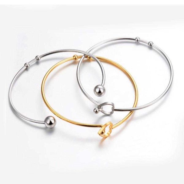 

fashion stainless steel metal expandable wire bracelet adjustable charm diy for jewelry making bracelets & bangles q0719, Black