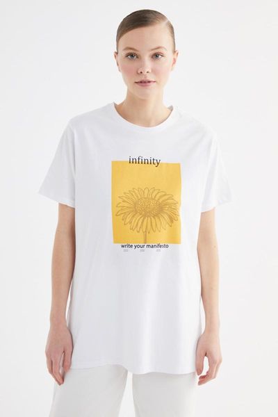

men's t-shirts trendyol printed knitted t-shirt-tunic tctss21tn0273, White;black