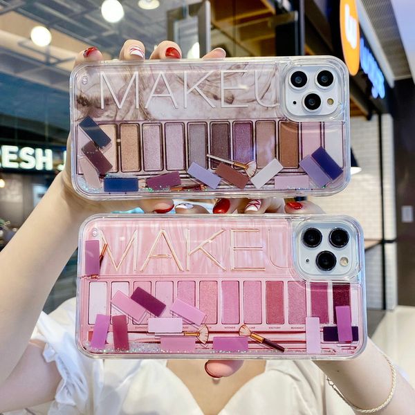 

eye shadow colour makeup quicksand sliding phone protection cases for iphone 12 11 pro promax x xs max 7 8 plus