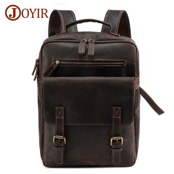 

backpack joyir genuine leather men multi-function large capacity 15.6" lapmochila travel busniess daypack rucksack