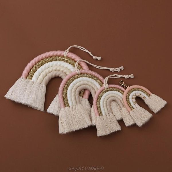 

style room decoration handmade woven cotton rope rainbow hanging wall decor po props j22 21 dropship decorative objects & figurines