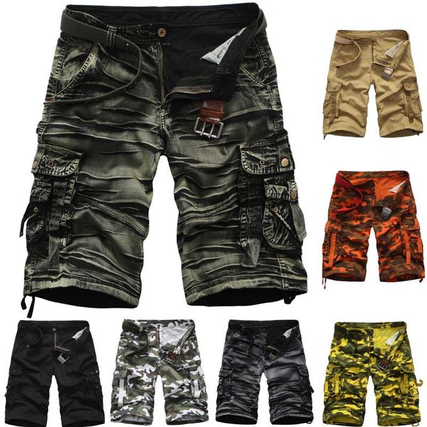 

men's shorts summer camouflage military mens cargo casual loose short pants tactical overalls five-point, White;black